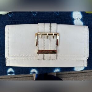 Michael Kors White and Gold Clutch Bag